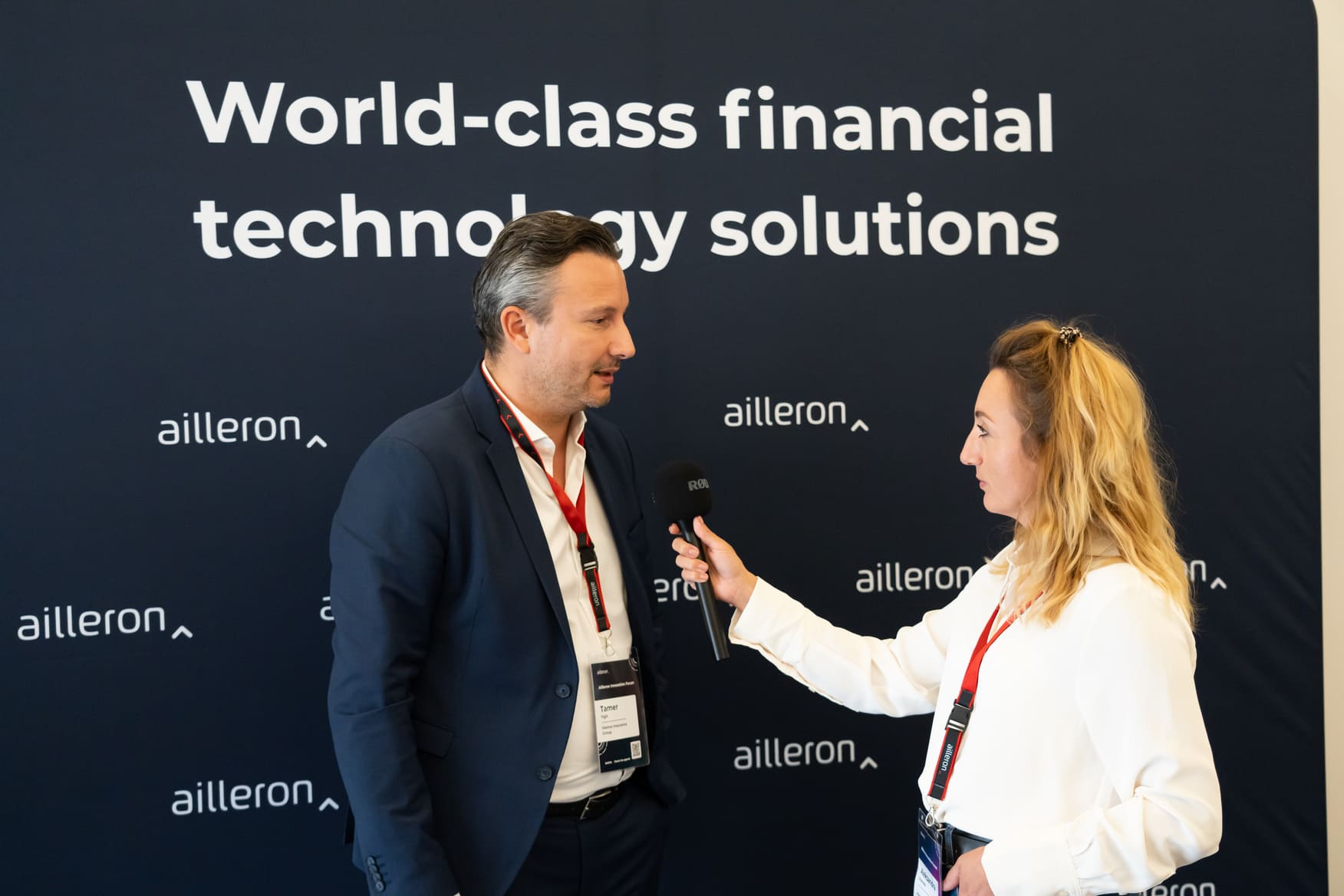 Aleksandra_Dramska-Manterys__Business_Development_Manager_at_Ailleron__conducts_an_interview_during_Ailleron_Innovation_Forum_2024